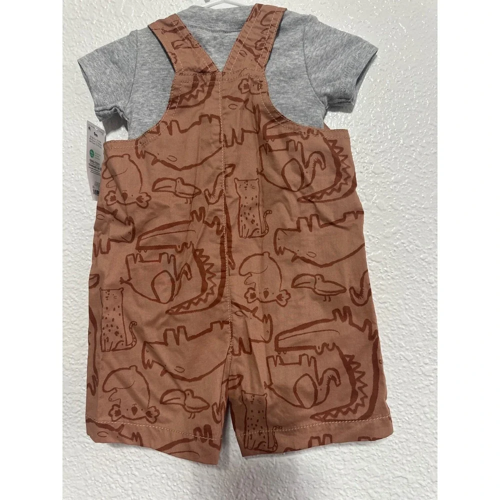 Carter's Baby 2 Piece Outfit Set 9M Overalls Animals Alligator Koala